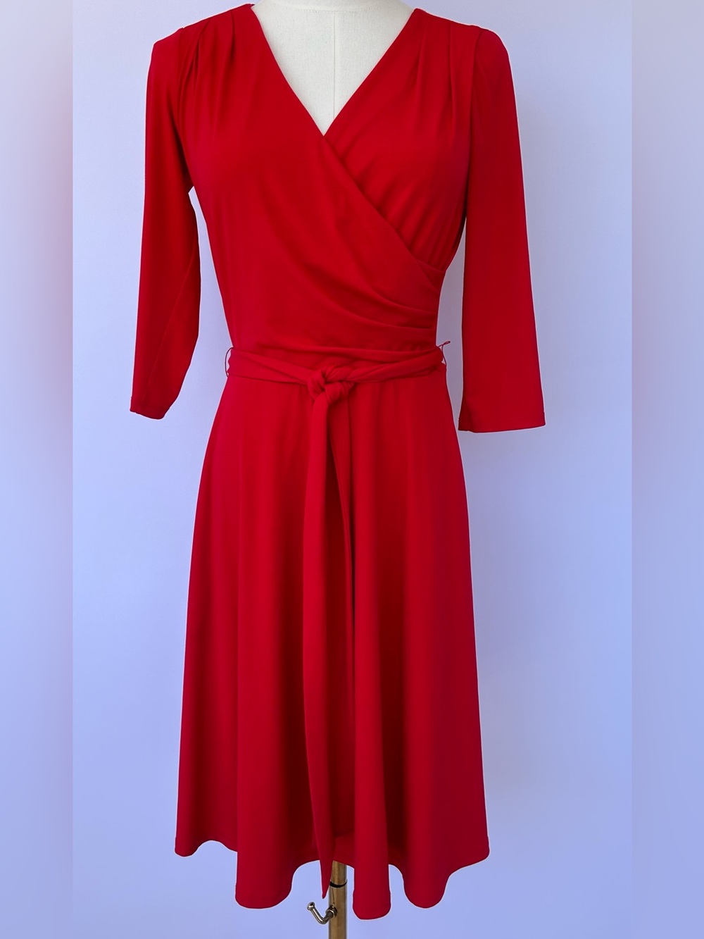 White House Black Market Women’s Red Jersey Faux-Wrap Dress Size 4